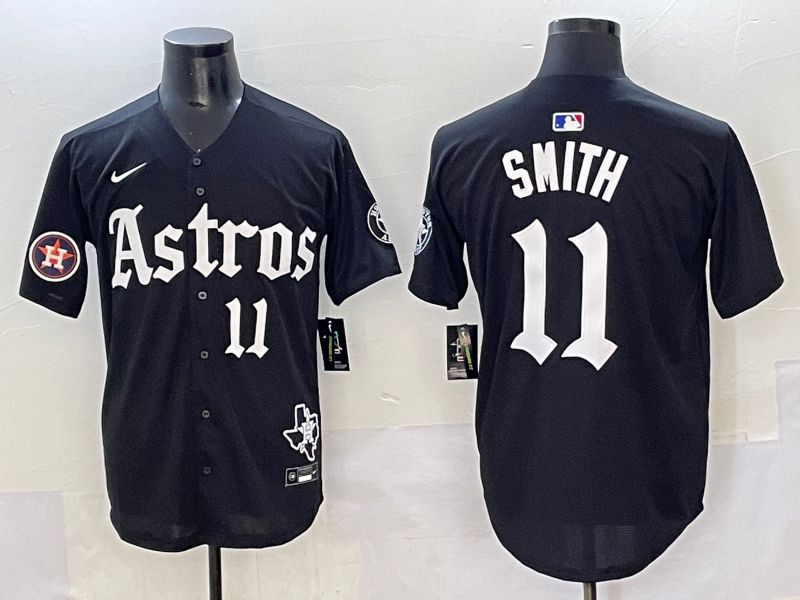 Men 2025 Houston Astros #11 Smith Black Five generations Joint Name Nike MLB Jersey style 42->houston astros->MLB Jersey